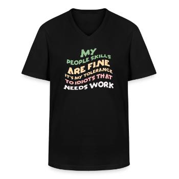 Mes compétences relationnelles sont très bien - T-shirt col V Homme - noir - Devant - AI Model Male 178 dark (178cm)