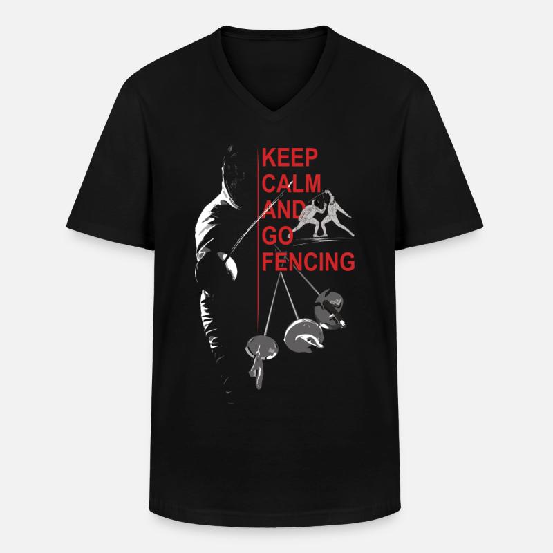 Fechten, Geschenk, Training, Keep Calm - Männer-T-Shirt mit V-Ausschnitt - Schwarz