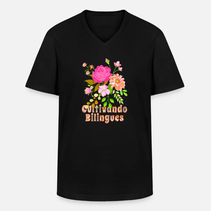 Cultivando Bilingües Spanischlehrer Bekleidung - Männer-T-Shirt mit V-Ausschnitt - Schwarz