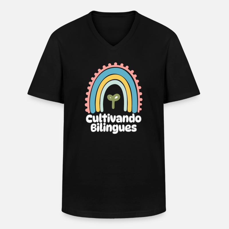 Cultivando Bilingües Spanischlehrer Bekleidung - Männer-T-Shirt mit V-Ausschnitt - Schwarz