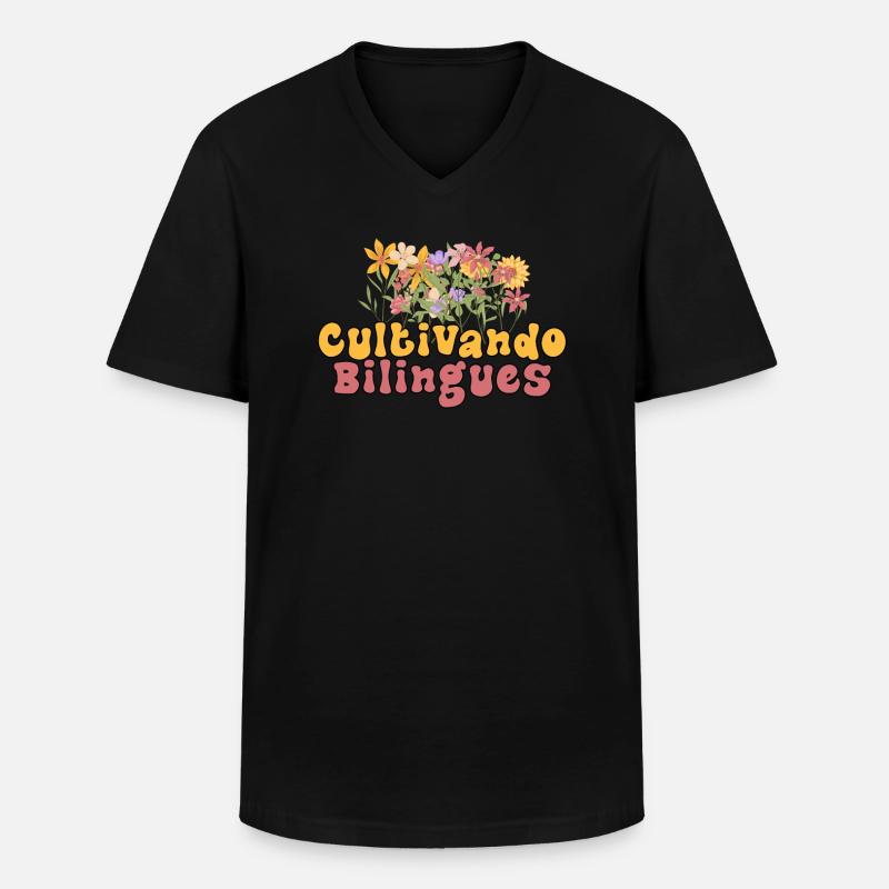 Cultivando Bilingües Spanischlehrer Bekleidung - Männer-T-Shirt mit V-Ausschnitt - Schwarz