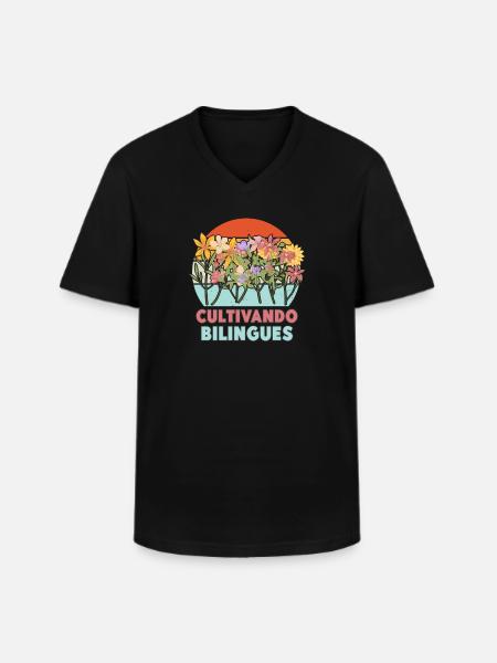 Cultivando Bilingües Spanish Teacher Apparel - Men's V-Neck T-Shirt - black