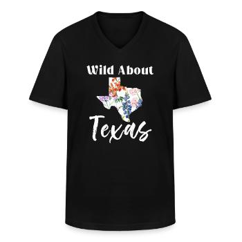 Wildflower Fields Wildflowers Bluebonnet - Men's V-Neck T-Shirt - black - Front - AI Model Male 178 dark (178cm)