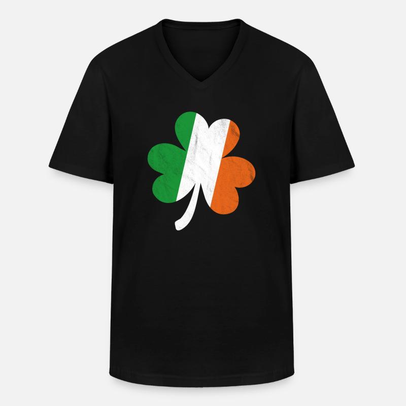 Kleeblatt Irische Flagge - Männer-T-Shirt mit V-Ausschnitt - Schwarz