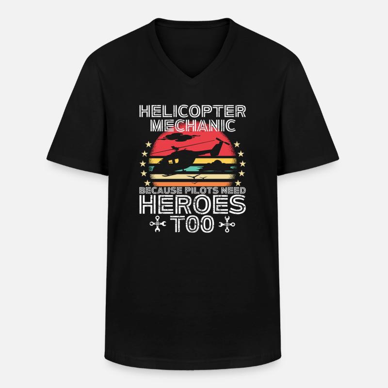 Hubschraubermechaniker-Heldenstolz - Männer-T-Shirt mit V-Ausschnitt - Schwarz