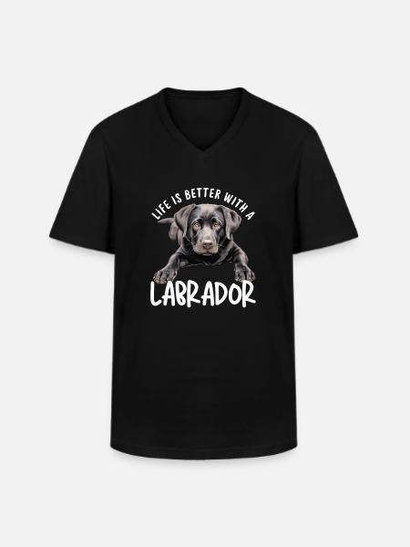 Labrador - T-shirt col V Homme - noir
