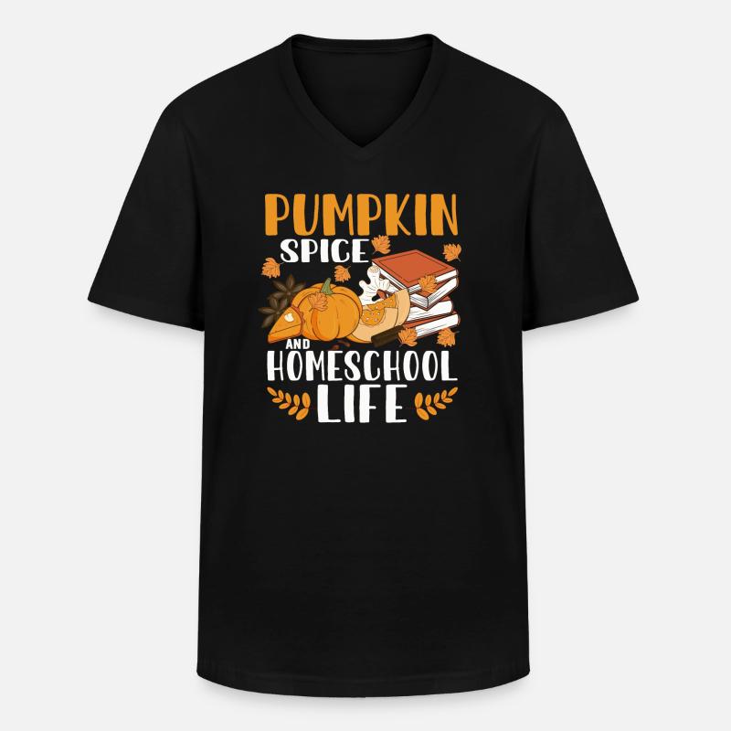 Pumpkin Spice Und Homeschool-Leben - Männer-T-Shirt mit V-Ausschnitt - Schwarz