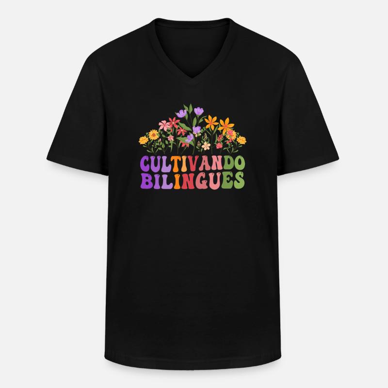 Cultivando Bilingües Spanischlehrer - Männer-T-Shirt mit V-Ausschnitt - Schwarz
