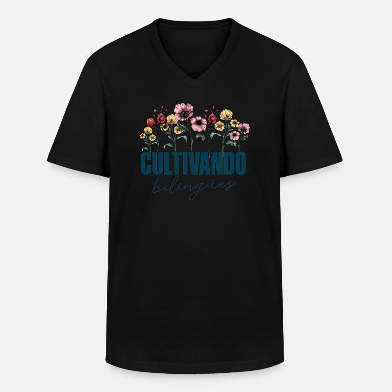 Cultivando Bilingües Spanischlehrer - Männer-T-Shirt mit V-Ausschnitt - Schwarz