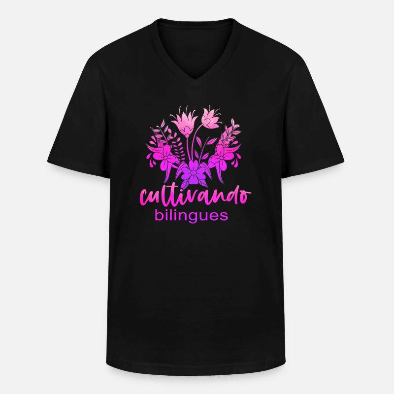 Cultivando Bilingües Spanischlehrer - Männer-T-Shirt mit V-Ausschnitt - Schwarz