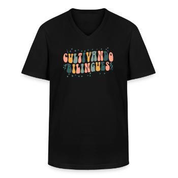 Cultivando Bilingües Spanischlehrer - Männer-T-Shirt mit V-Ausschnitt - Schwarz - Vorne - AI Model Male 178 dark (178cm)