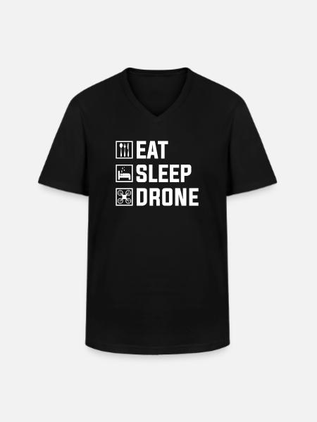 Manger Drone Répéter - T-shirt col V Homme - noir