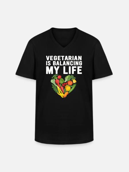 Vegetarian Balancing My Life - Men's V-Neck T-Shirt - black