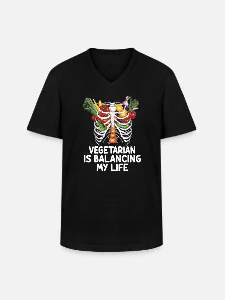 Végétarien Équilibrer ma vie - T-shirt col V Homme - noir