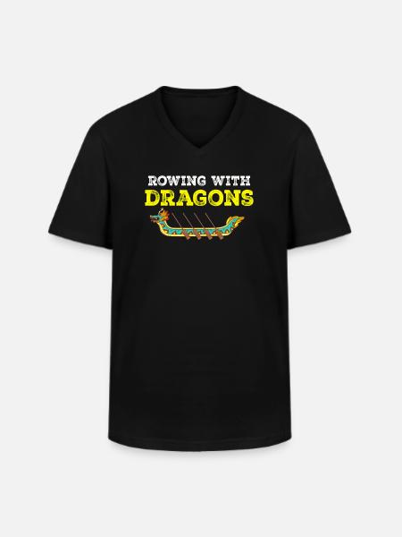 Rudern mit Drachen Drachenboot - Männer-T-Shirt mit V-Ausschnitt - Schwarz