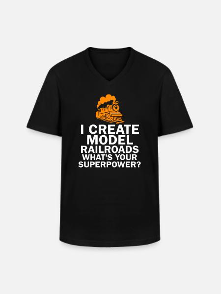 I Create Model Railroads Superpower - Men's V-Neck T-Shirt - black