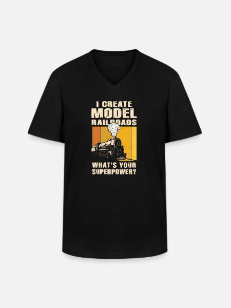 I Create Model Railroads Superpower - Men's V-Neck T-Shirt - black