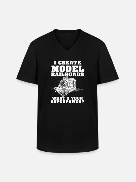 I Create Model Railroads Superpower - Men's V-Neck T-Shirt - black