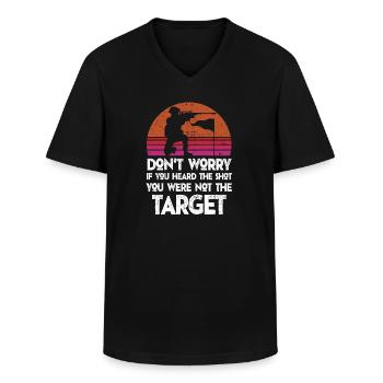 Heard The Shot Never The Target Sniper - Men's V-Neck T-Shirt - black - Front - AI Model Male 178 dark (178cm)