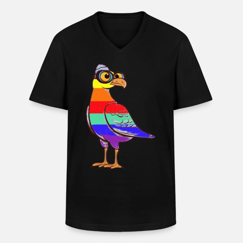 LGBT Regenbogen Möwe Möwen maritim - Männer-T-Shirt mit V-Ausschnitt - Schwarz