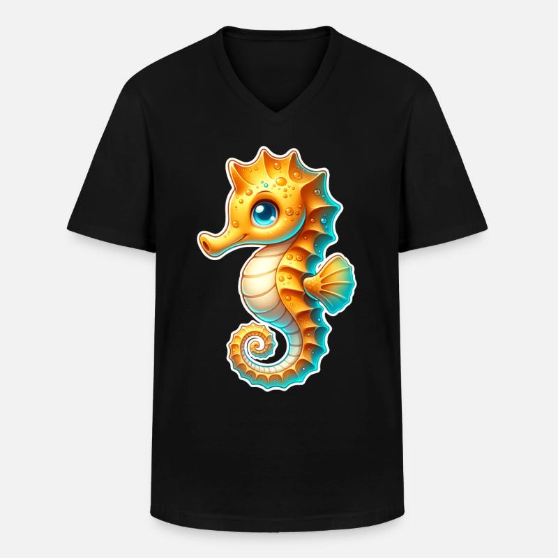 Seepferd Seepferdchen - Männer-T-Shirt mit V-Ausschnitt - Schwarz