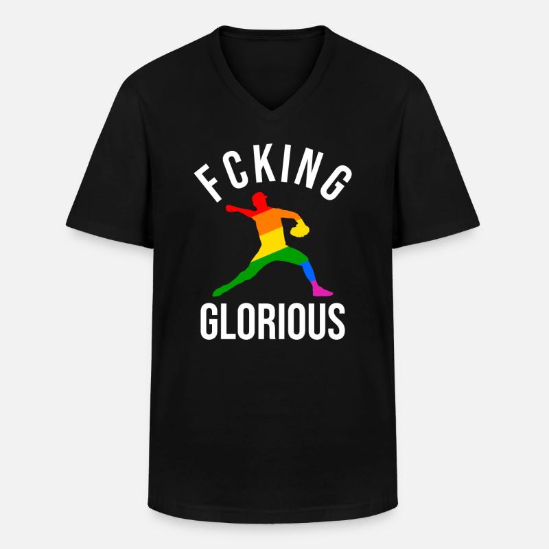 Fcking Glorious Baseball Player - Männer-T-Shirt mit V-Ausschnitt - Schwarz