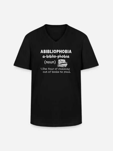 Abibliophobia Bookworm Reading Books - Men's V-Neck T-Shirt - black
