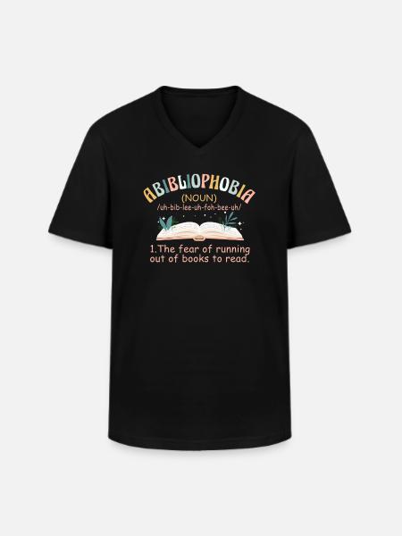 Abibliophobia Bookworm Reading Books - Men's V-Neck T-Shirt - black