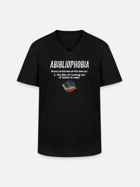 Abibliophobia Bookworm Reading Books - Men's V-Neck T-Shirt - black