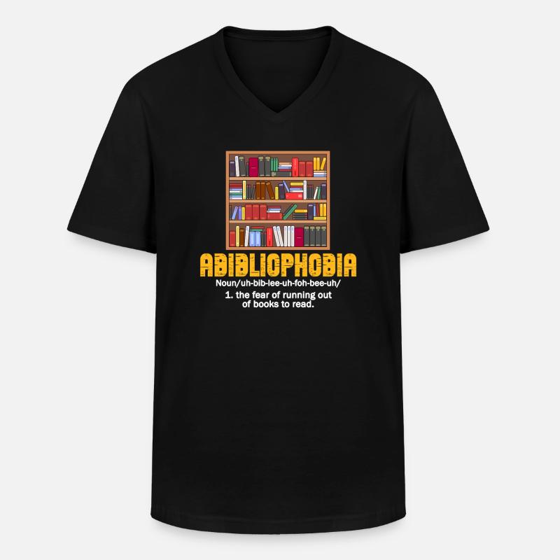 Abibliophobie Bücherwurm Lesebücher - Männer-T-Shirt mit V-Ausschnitt - Schwarz