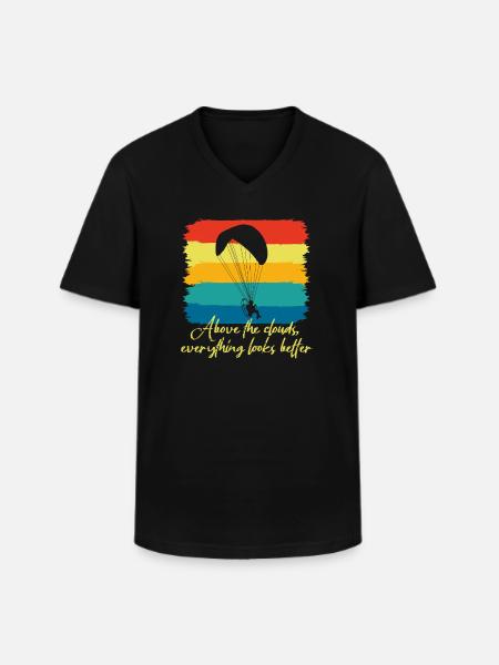 Über den Wolken Paramotor-Enthusiast - Männer-T-Shirt mit V-Ausschnitt - Schwarz
