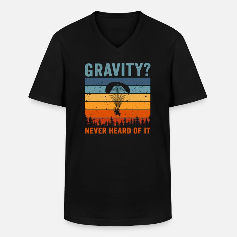 Hilarious Paramotor Gravity Meme - Men's V-Neck T-Shirt - black