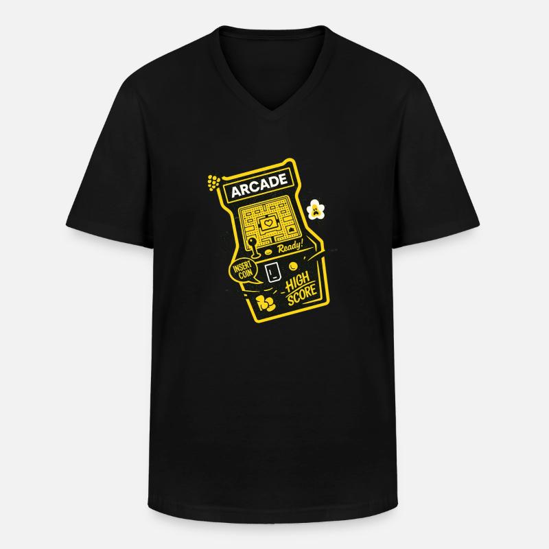 Arcade Ready Highscore - Männer-T-Shirt mit V-Ausschnitt - Schwarz