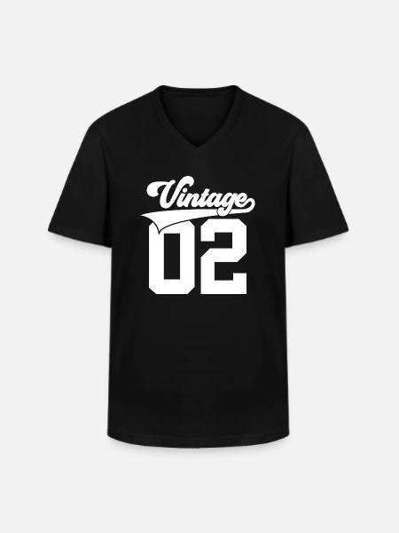 24E ANNIVERSAIRE MILLÉSIME 2002 - T-shirt col V Homme - noir