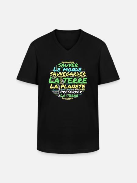 Planète de Mots 01 - T-shirt col V Homme - noir