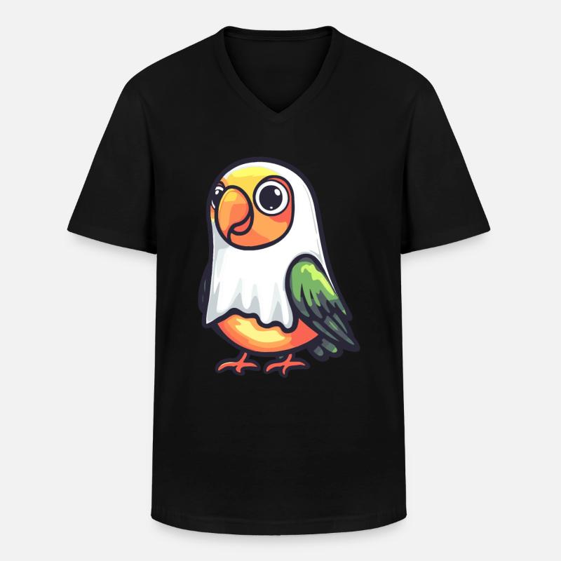 Papagai Halloween Comic Geist - Männer-T-Shirt mit V-Ausschnitt - Schwarz