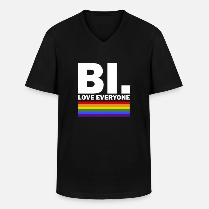 Bi - Männer-T-Shirt mit V-Ausschnitt - Schwarz