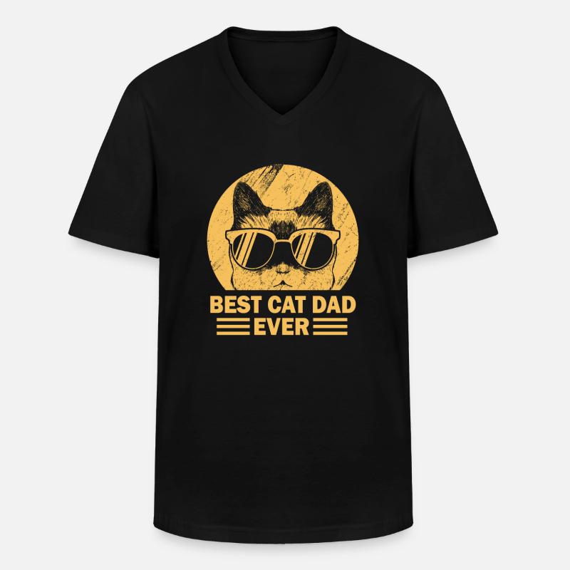 Best cat Dad ever - Männer-T-Shirt mit V-Ausschnitt - Schwarz