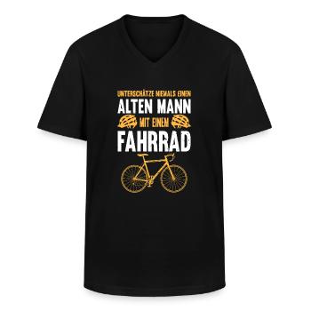 Unterschätze Niemals Einen Alten Mann Mit Fahrrad - Männer-T-Shirt mit V-Ausschnitt - Schwarz - Vorne - AI Model Male 178 dark (178cm)
