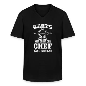 Grillmeister Territorium Chef BBQ Grill Geschenk - Männer-T-Shirt mit V-Ausschnitt - Schwarz - Vorne - AI Model Male 178 dark (178cm)