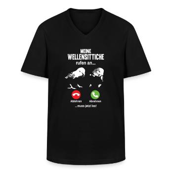 Meine Wellensittiche Rufen An Wellensittich Mama - Männer-T-Shirt mit V-Ausschnitt - Schwarz - Vorne - AI Model Male 178 dark (178cm)