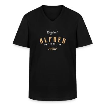 Alfred Limited Edition - Männer-T-Shirt mit V-Ausschnitt - Schwarz - Vorne - AI Model Male 178 dark (178cm)