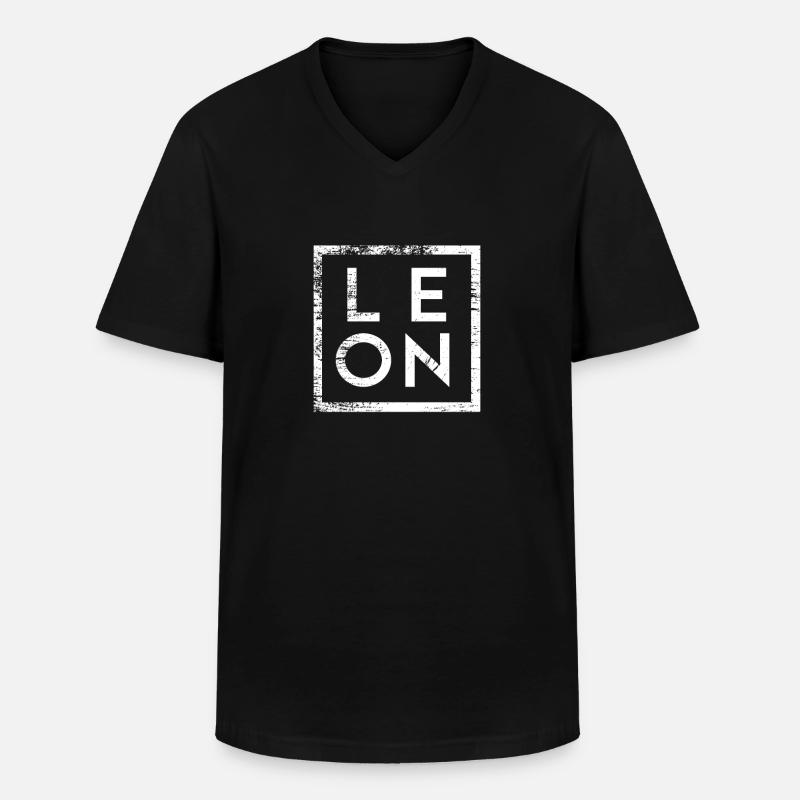 Leon Minimalismus - Männer-T-Shirt mit V-Ausschnitt - Schwarz