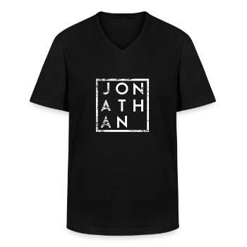 Jonathan Minimalismus - Männer-T-Shirt mit V-Ausschnitt - Schwarz - Vorne - AI Model Male 178 dark (178cm)