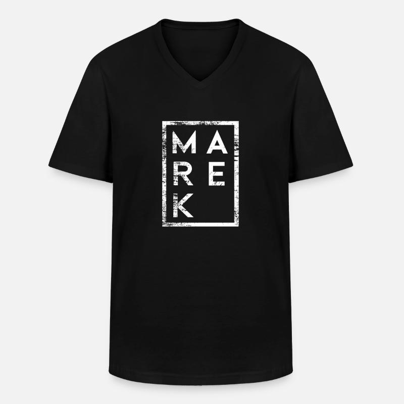 Marek Minimalismus - Männer-T-Shirt mit V-Ausschnitt - Schwarz
