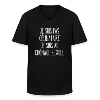 chômage sexuel - T-shirt col V Homme - noir - Devant - AI Model Male 178 dark (178cm)