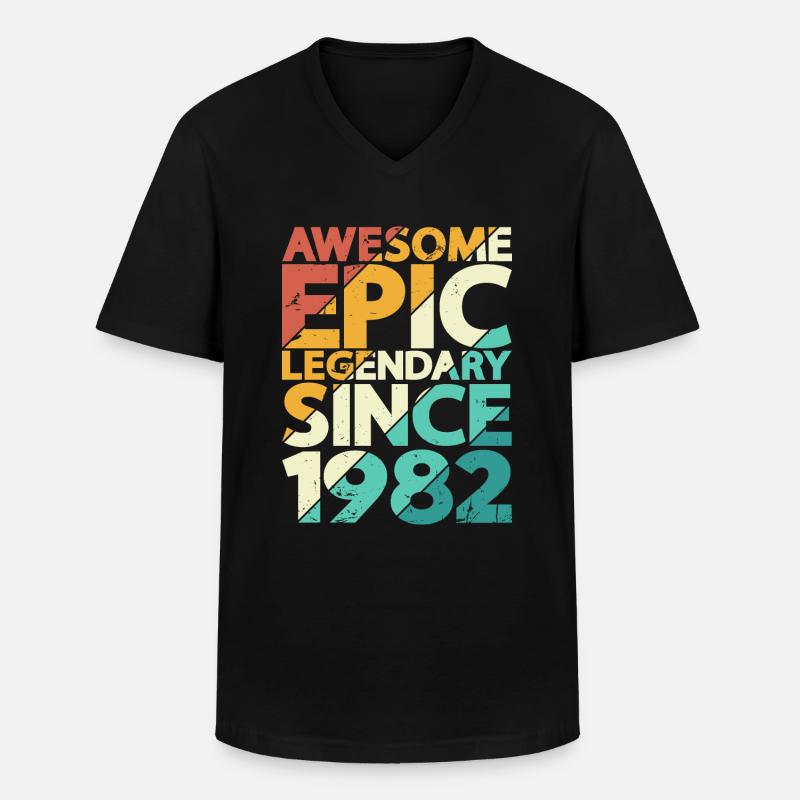 1982 Naissance 40e anniversaire - T-shirt col V Homme - noir