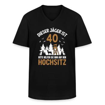 40. Geburtstag Jäger 40 Jahre Jagd Hochsitz - Männer-T-Shirt mit V-Ausschnitt - Schwarz - Vorne - AI Model Male 178 dark (178cm)
