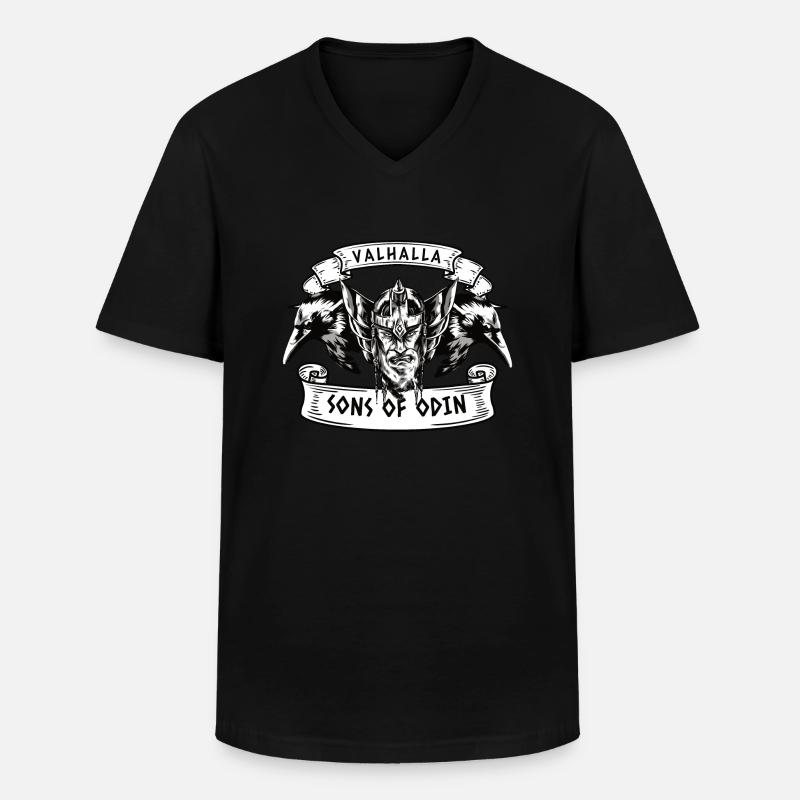 Valhalla Odin Wikinger - Männer-T-Shirt mit V-Ausschnitt - Schwarz