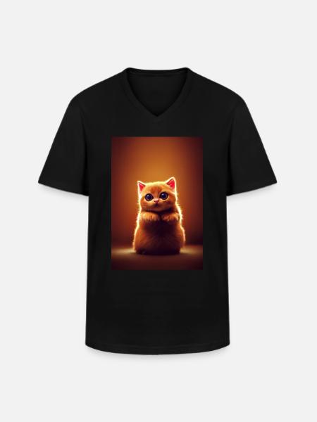 super cute cat - Männer-T-Shirt mit V-Ausschnitt - Schwarz